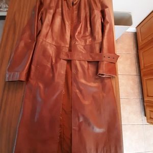 NWOT, Brown leather trenchcoat